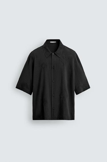 CHEMISE BRODERIE GÉOMÉTRIQUE - Gris de Zara