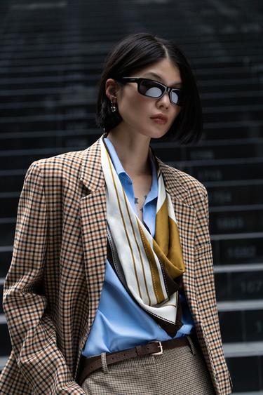 ZW COLLECTION CHECK STRAIGHT BLAZER - Multicoloured by Zara