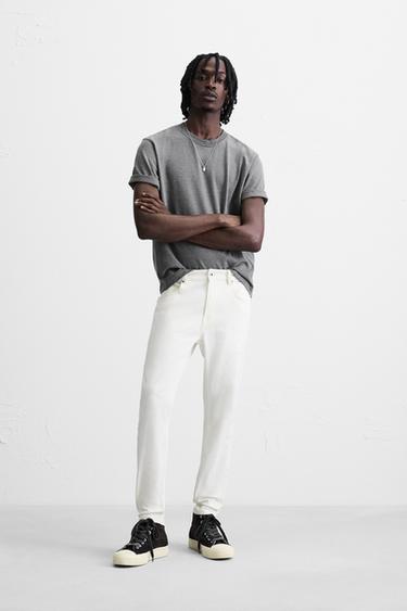 CROPPED SKINNY FIT JEANS - Oyster-white by Zara