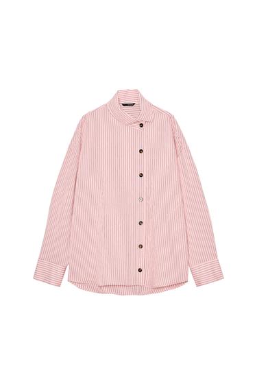 STRIPED HIGH NECK SHIRT - Pink by Zara