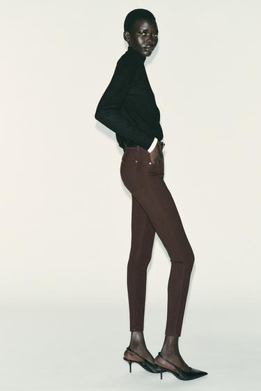 JEGGING TAILLE MI-HAUTE AVEC CEINTURE - Marron foncé de Zara - Image 3