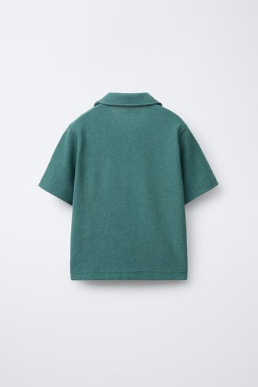 RUSTIC TOWELLING BOWLING SHIRT - Bottle green by Zara - Image 1