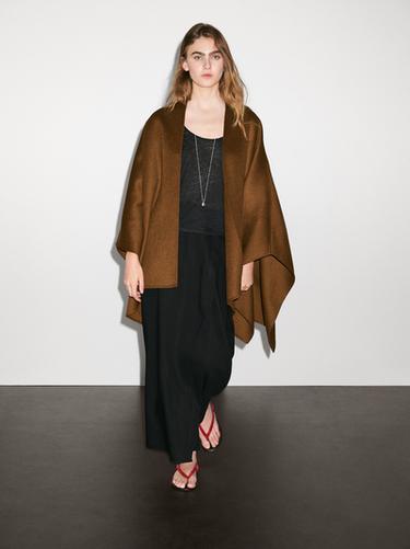 Zara Wool blend Cape - Dark mink - Image 0