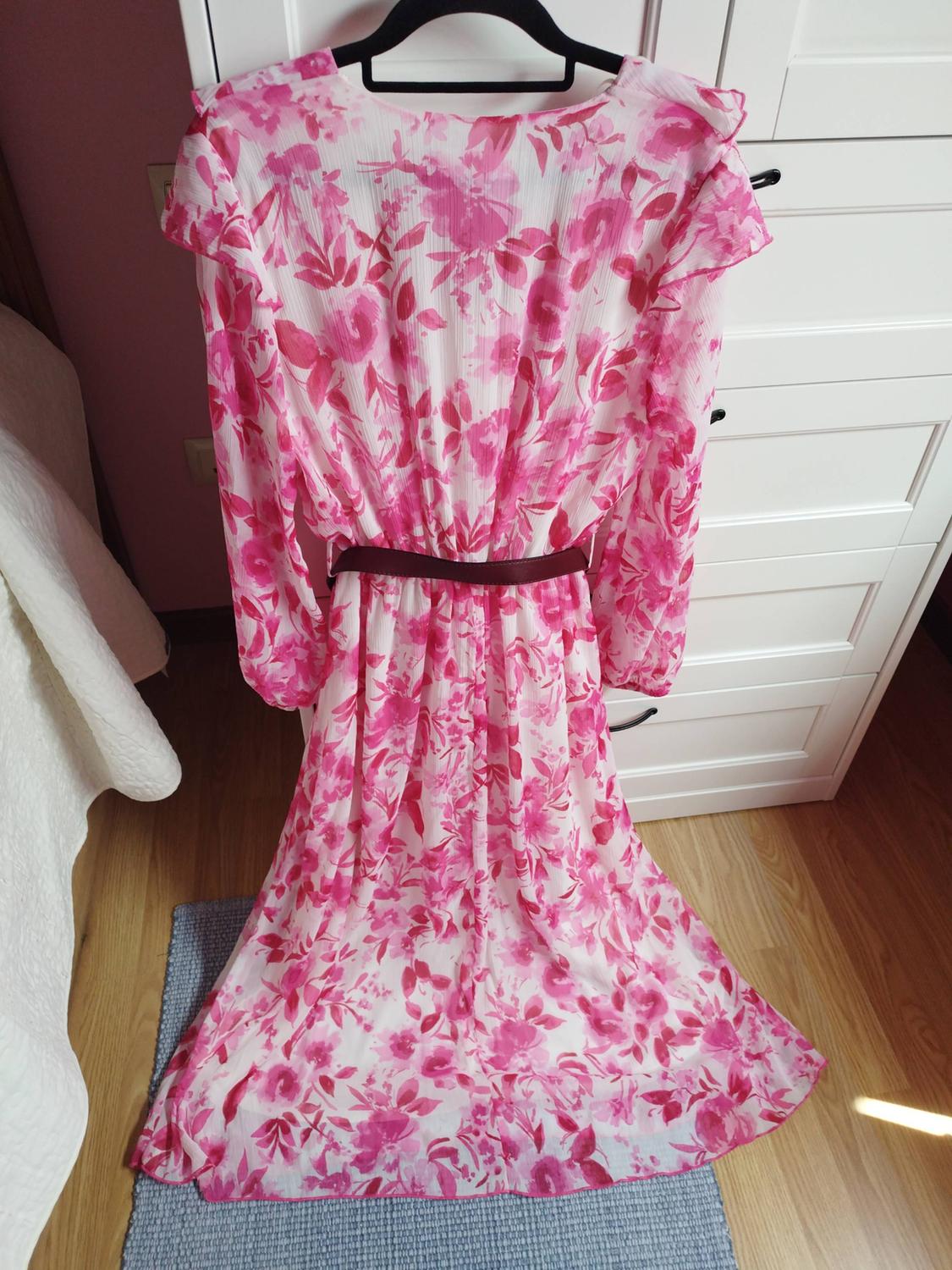 PRINTED MIDI DRESS WITH BELT - Image 6