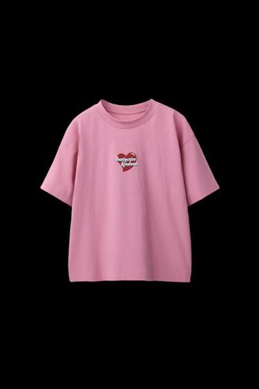 CAMISETA ESTAMPADA CORAZONES - Rosa de Zara - Imagen 0