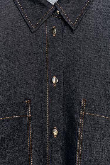 CHEMISE OVERSIZE SURPIQÛRES CONTRASTANTES - Noir de Zara - Image 7