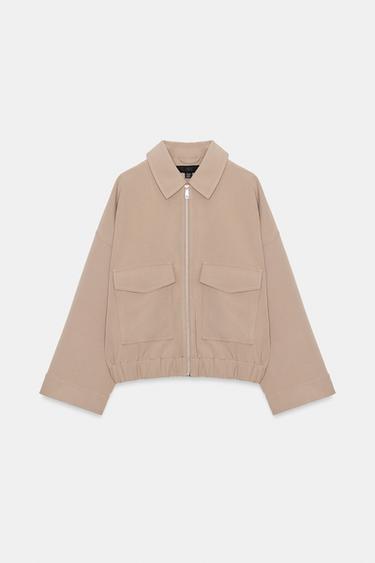 JACKET WITH ELASTIC HEM - camel by Zara - Image 4