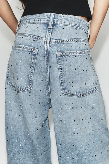 TRF BAGGY SHIMMER MID-WAIST JEANS - Light blue by Zara