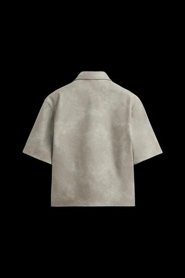 Zara FAUX LEATHER OVERSHIRT - Gray / Natural