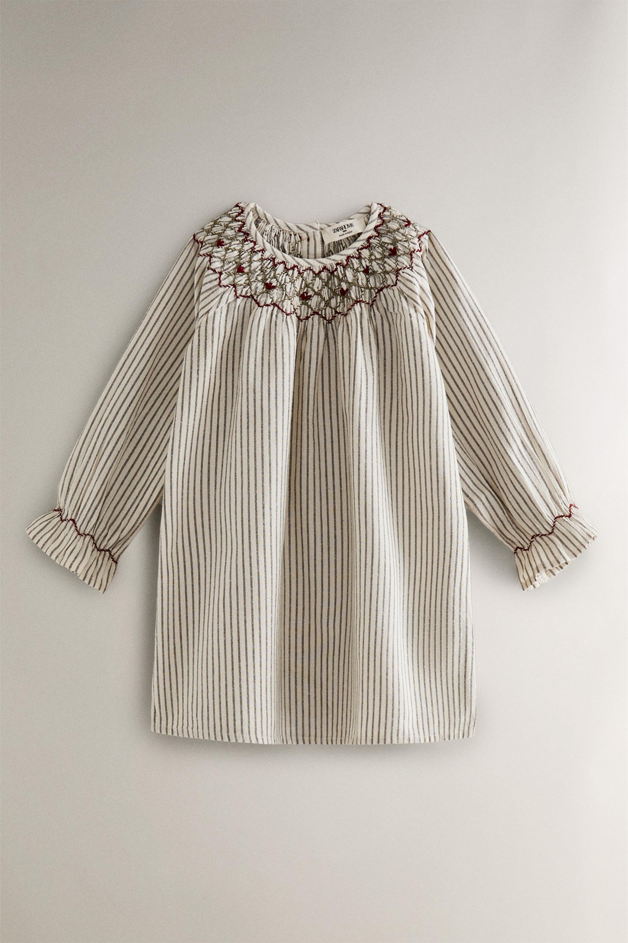 キッズ クリスマス ストライプ フリルナイトドレス - オフホワイト