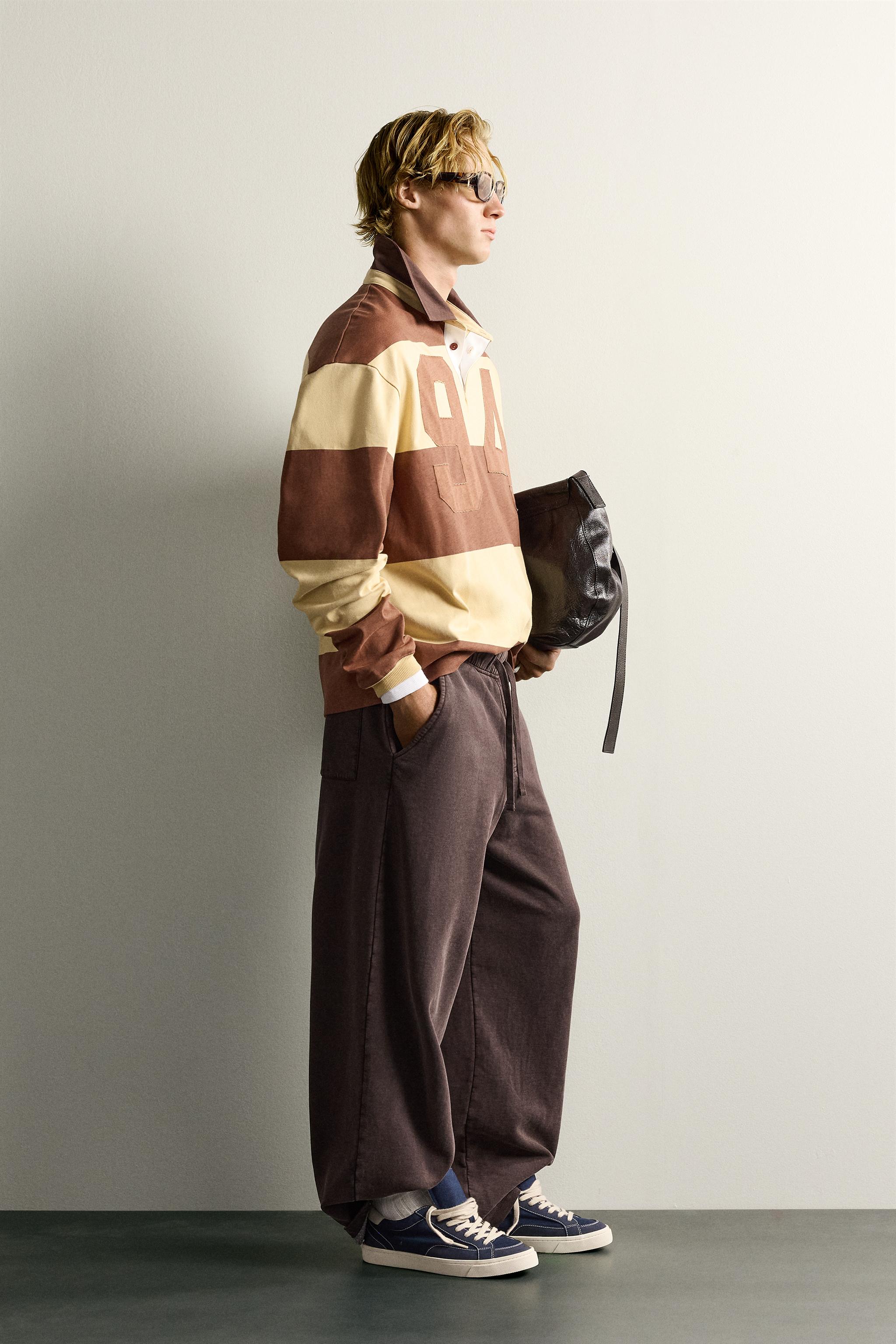 Мужские рубашки Zara STRIPED NUMBER PATCH POLO — фото 4