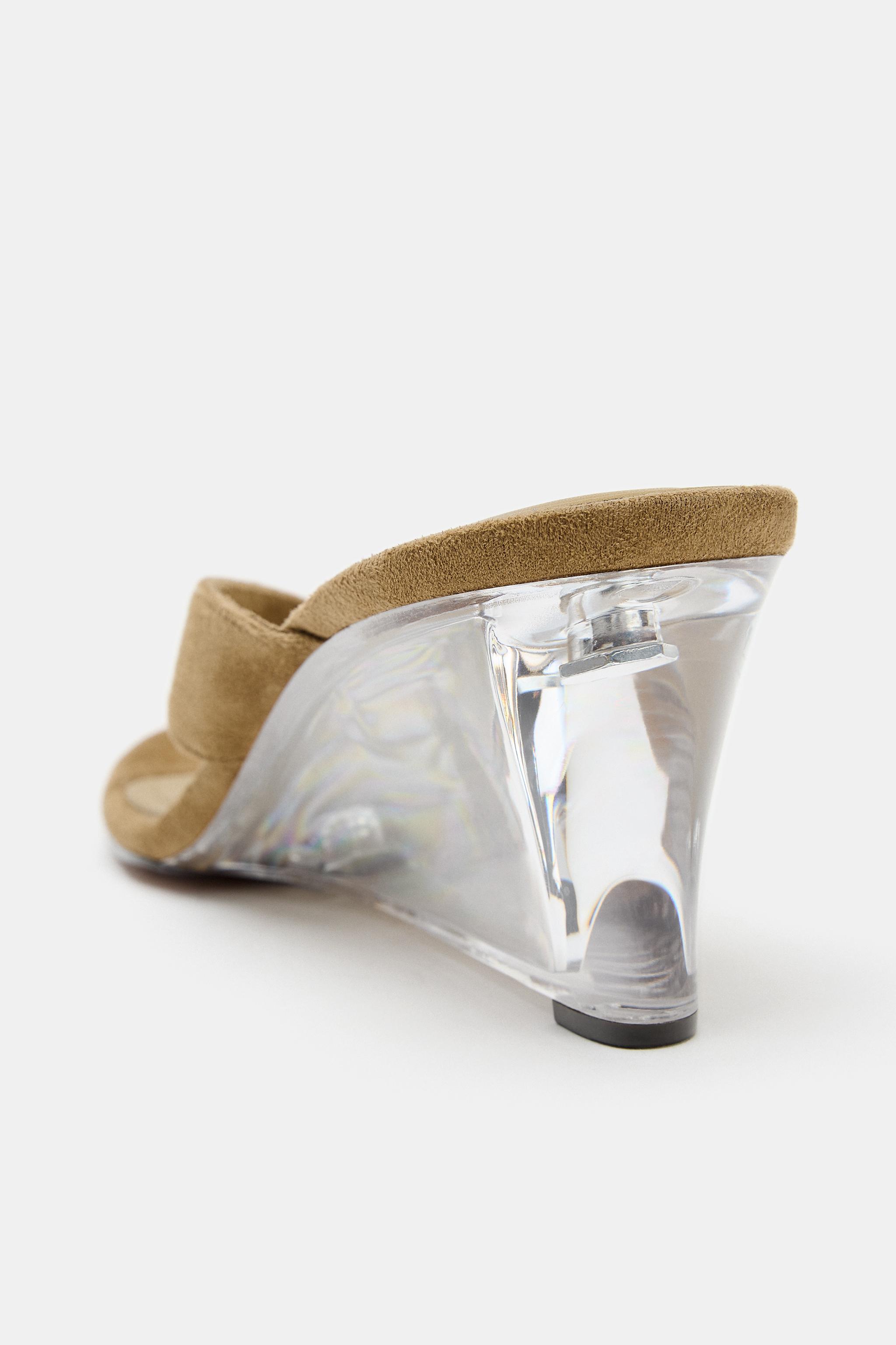 CLEAR WEDGE SANDALS - Sand Brown | ZARA Singapore