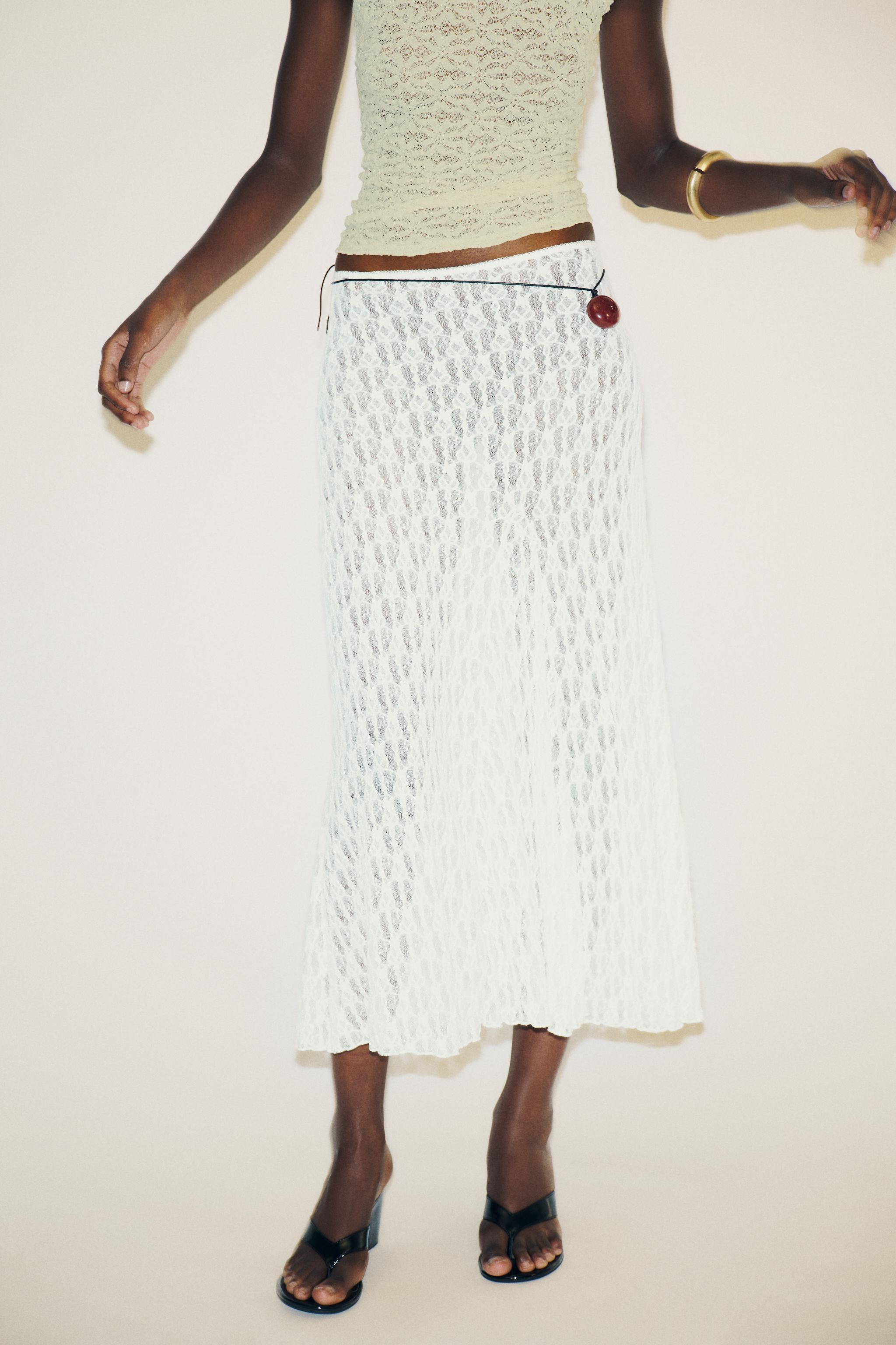 FLARED LACE MAXI SKIRT - White | ZARA Turkey