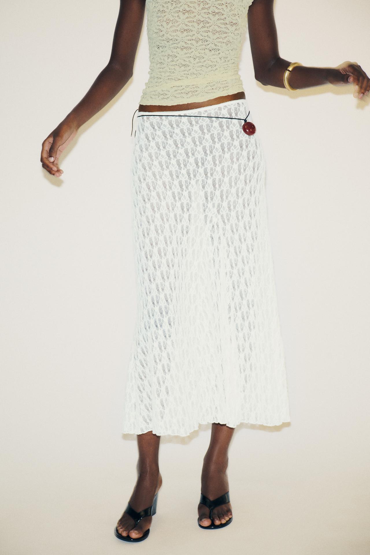 A-LINE LONG LACE SKIRT