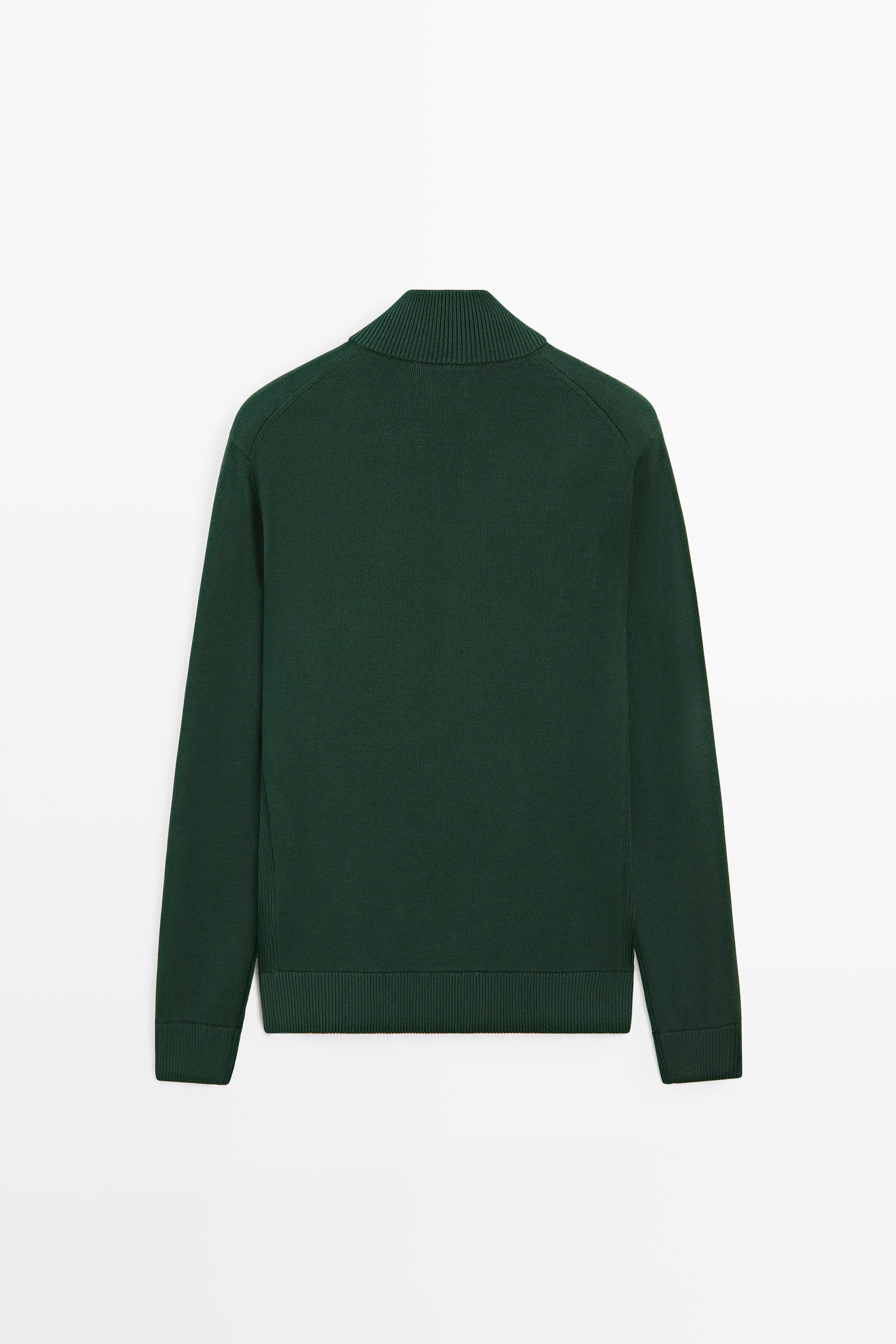 Mock neck zip knit sweater