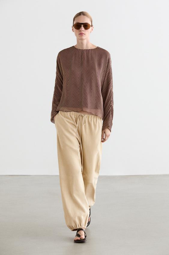 Flowing geometric print blouse from Zara - $130