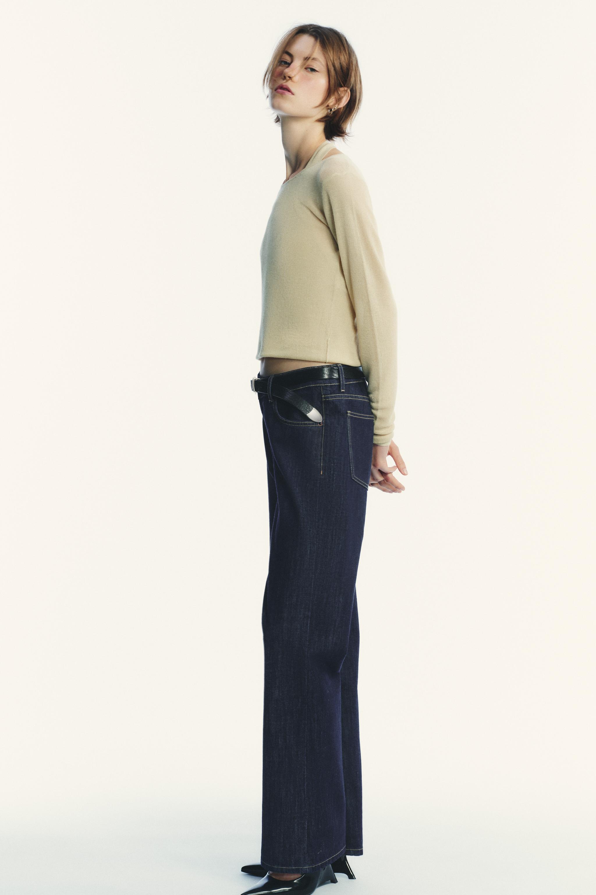 【ZARA】TRF ワイドレッグローライズジーンズ 8727/030/400 TRF ワイドレッグローライズジーンズ - ライトブルー | ZARA