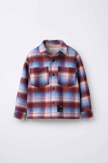 CHECK OVERSHIRT WITH FLEECE LINING - Red by Zara