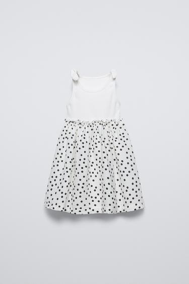 VESTIDO COMBINADO LAZOS - Crudo de Zara