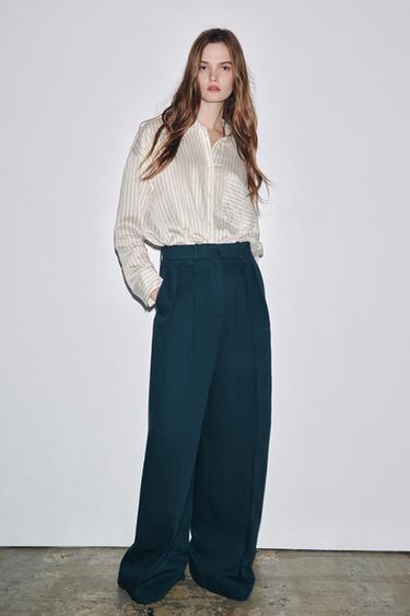 ZW COLLECTION PLEATED TROUSERS - Navy blue by Zara