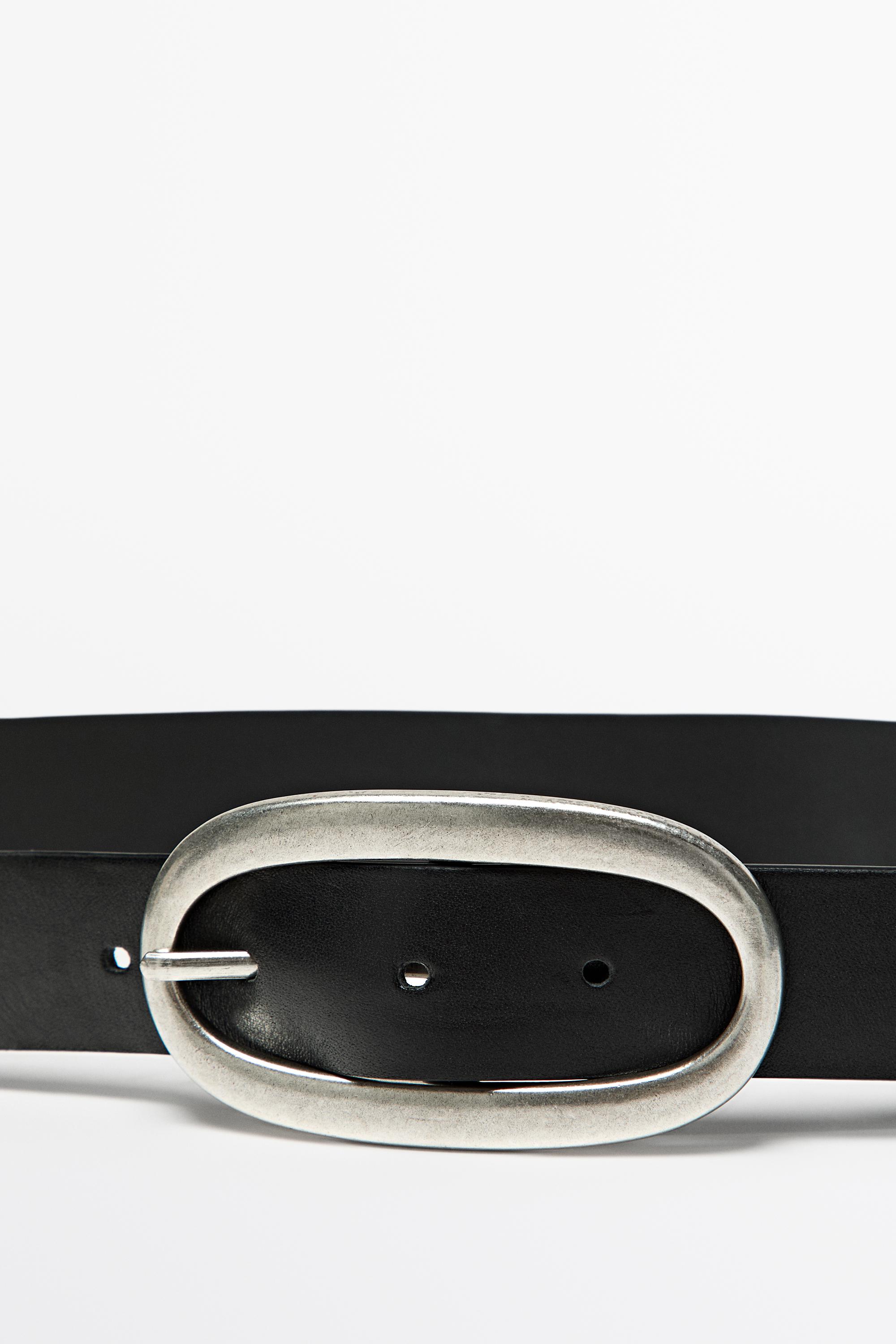 Ceinture boucle ovale en cuir nappa