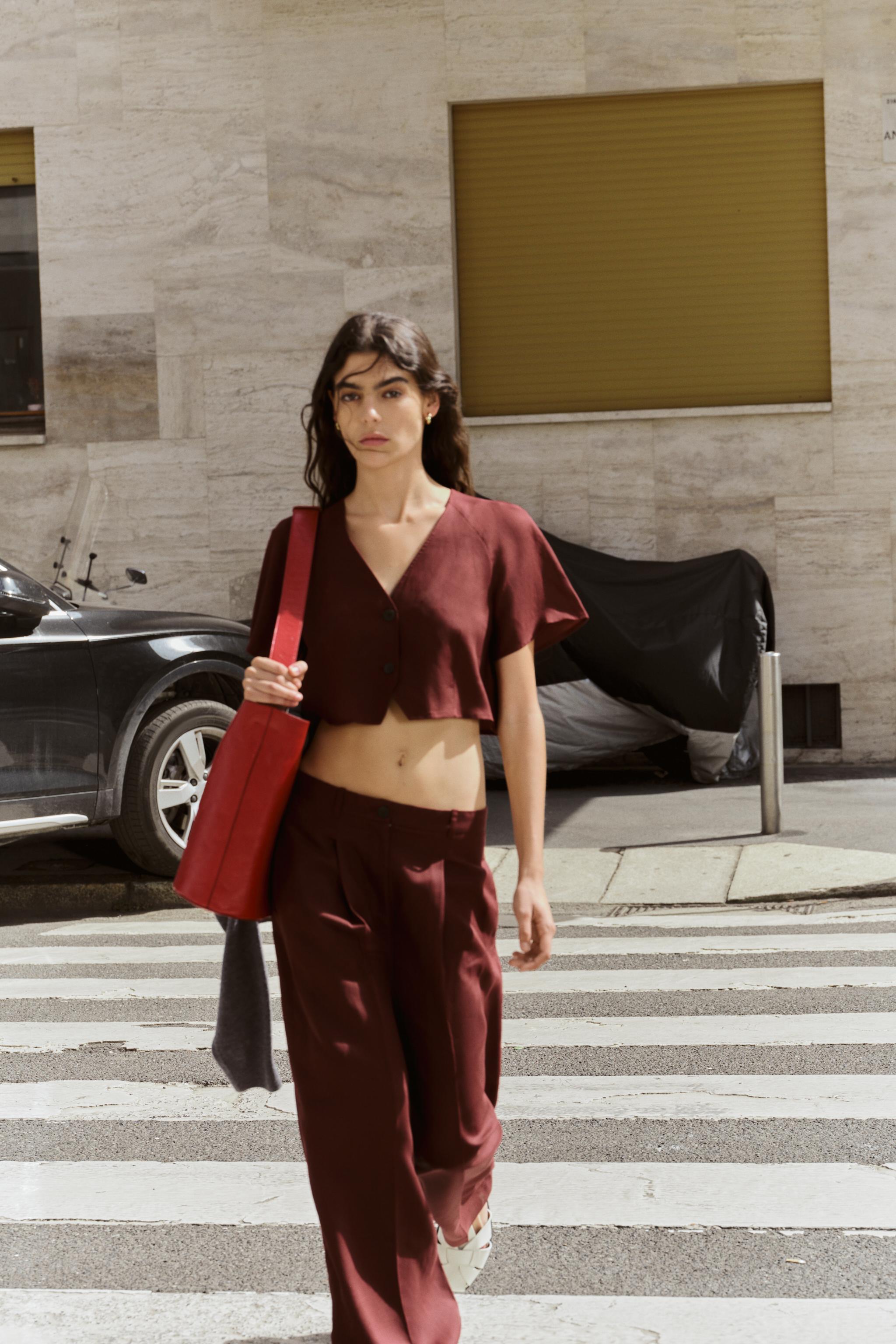 Zara burgundy pants top