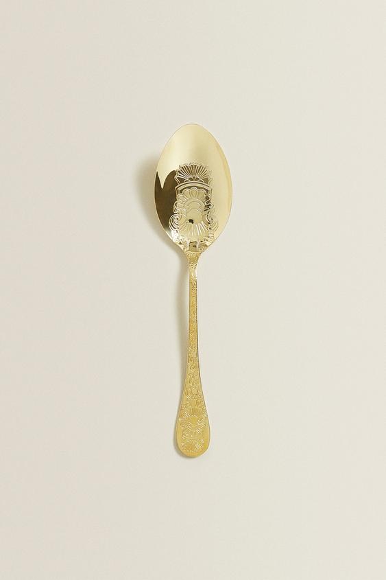 ENGRAVED GOLDEN SERVING SPOON Gold ZARA United Kingdom
