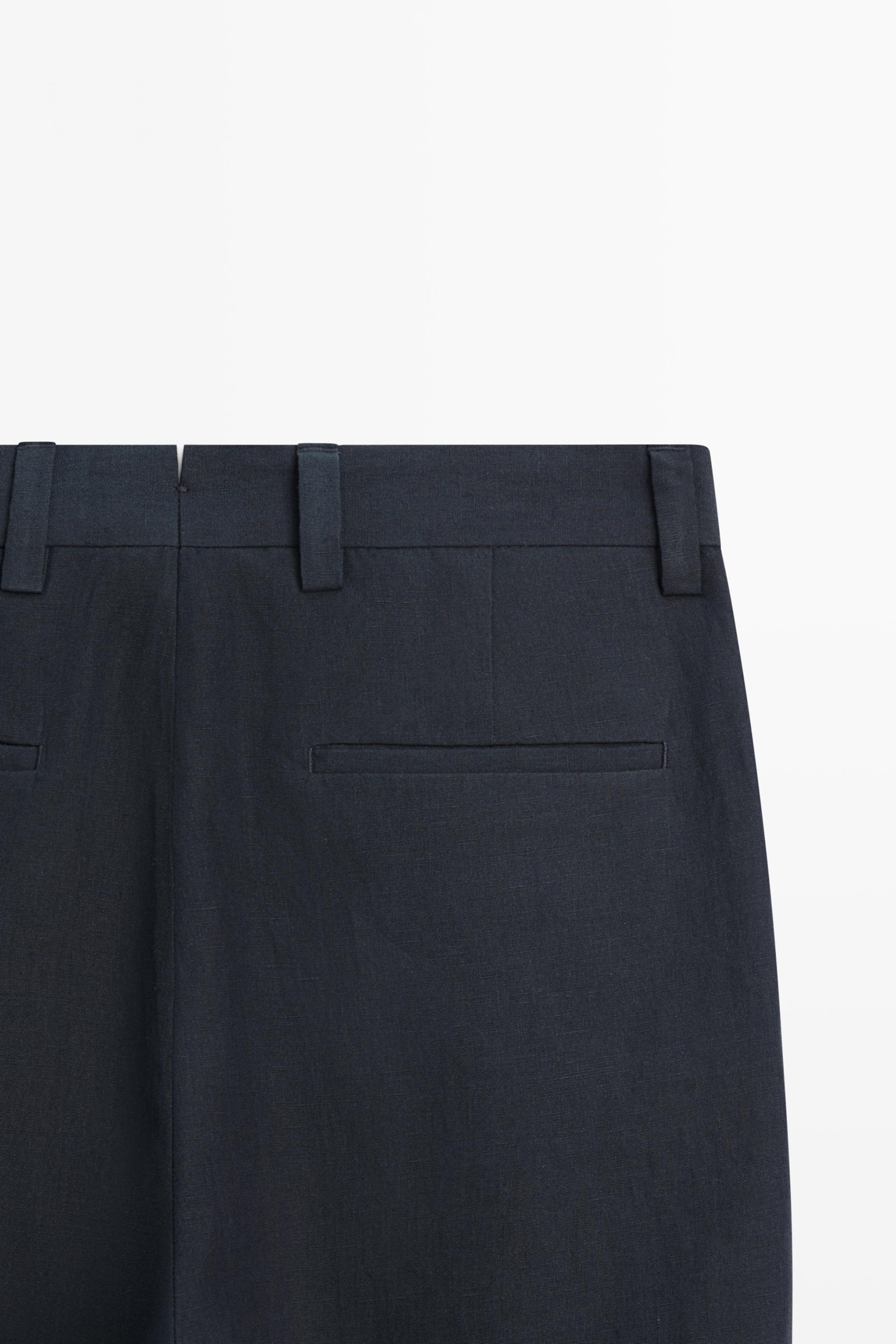 Darted 100% linen trousers