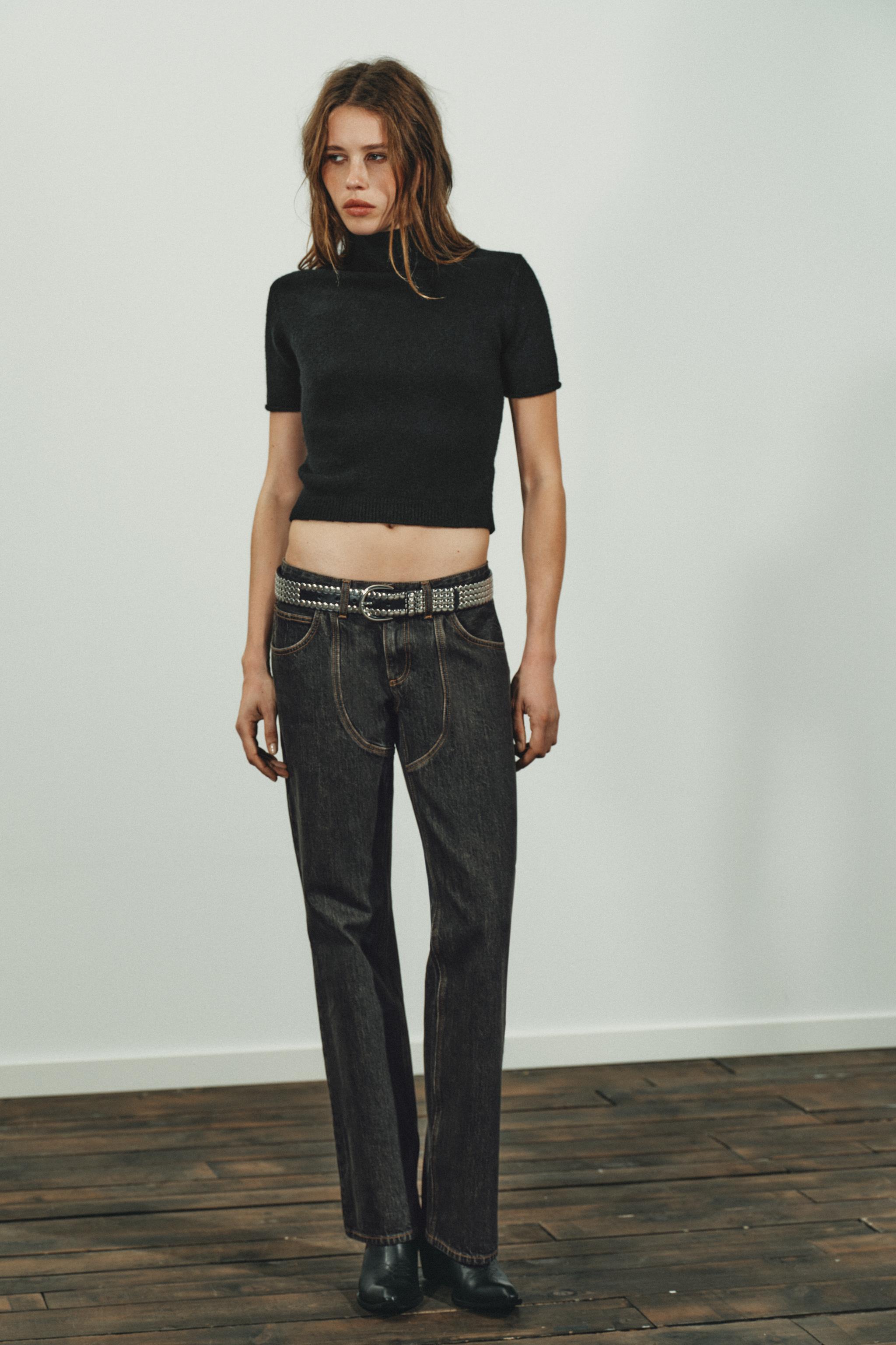 【美品】ELLIE 万能ショートポケットニット　ブラック ソフトニットショートスリーブセーター - ブラック | ZARA Japan