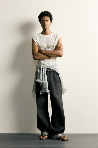 TEXTURED TANK TOP WITH EMBROIDERY - Ecru by Zara - Image 0