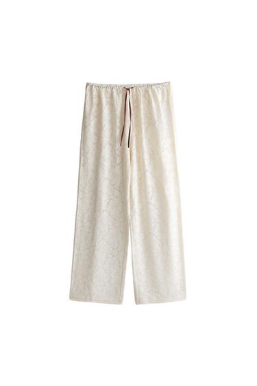FLORAL COTTON AND LACE TROUSERS - Ecru by Zara
