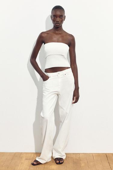TRF MID-RISE RELAXED FIT JEANS - White by Zara