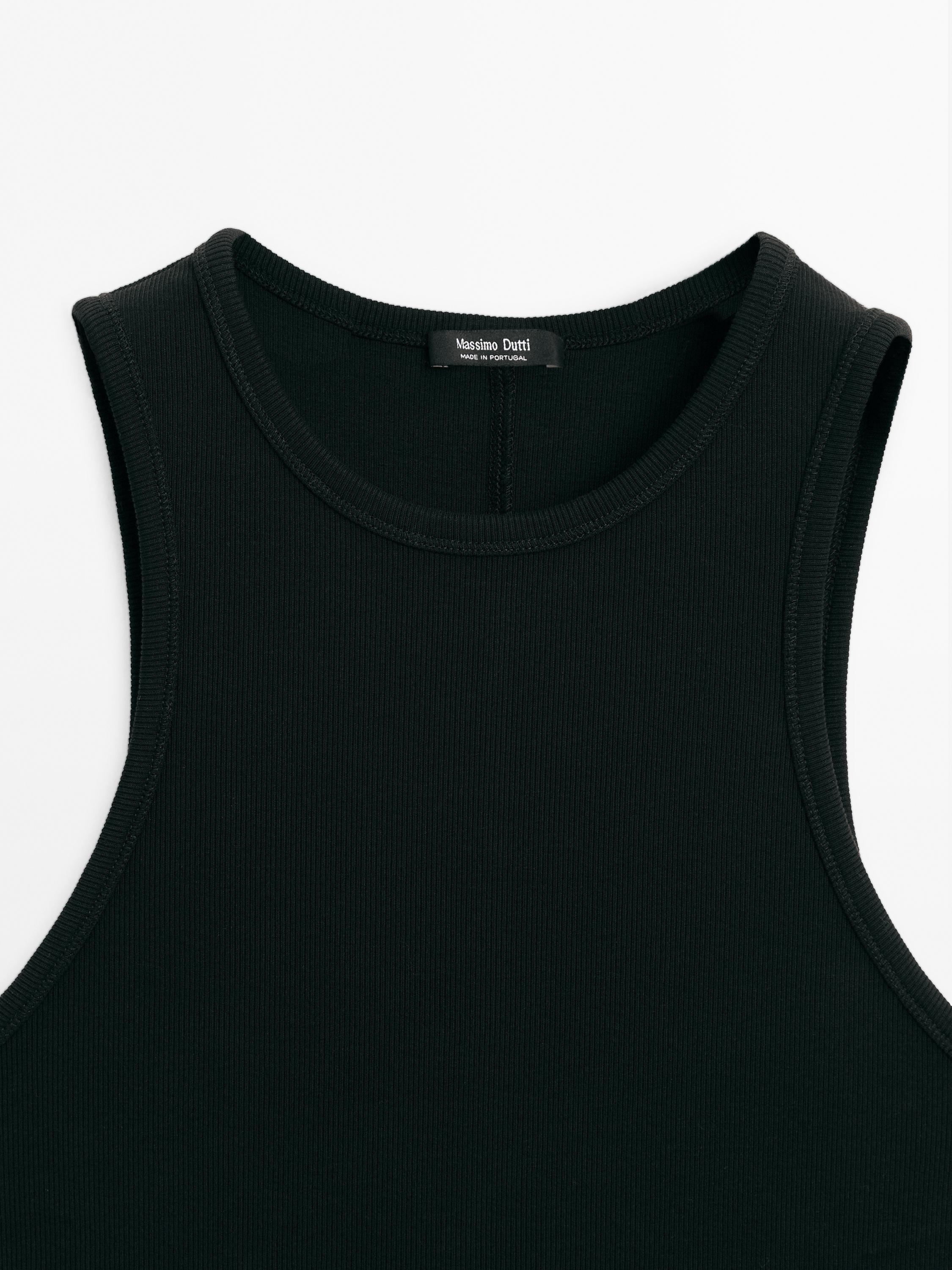 Cotton blend halter-neck top