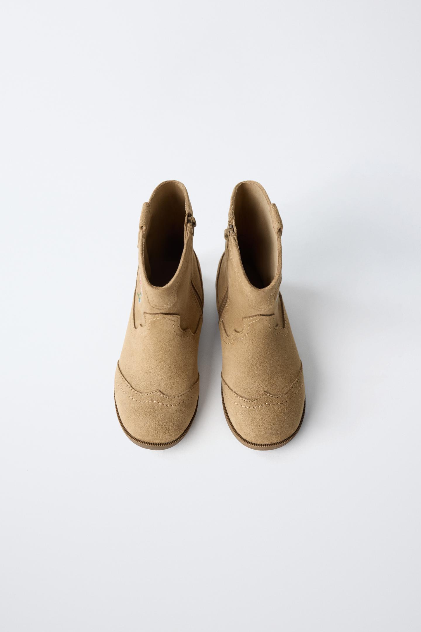 Детские ботинки Zara Embroidered Cowboy, цвет: Коричневый — фото 4