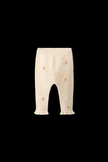 Zara OPENWORK AND BOBBLE PANTS - Ecru - Image 0