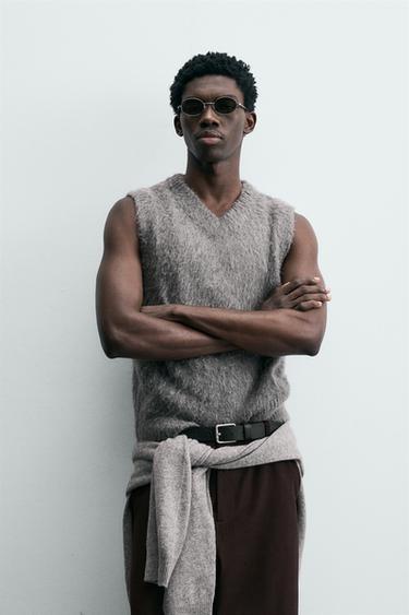 CHALECO PUNTO CEPILLADO - Gris antracita de Zara