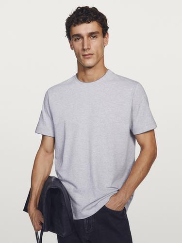 Zara 100% cotton short-sleeve T-shirt - Gray marl