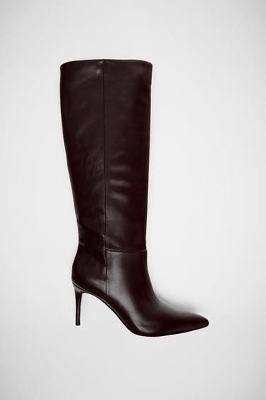 POINTED TOE HEELED BOOTS - Chocolate Brown by Zara