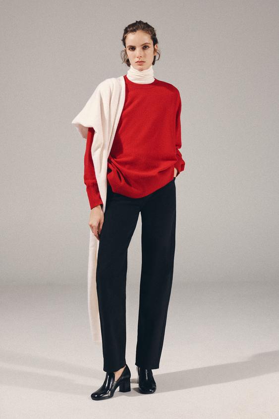 JERSEY 100% LANA OVERSIZE - Rojo de Zara - Imagen 0