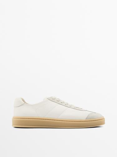 Deportivo piel combinado - Blanco de Zara - Imagen 0