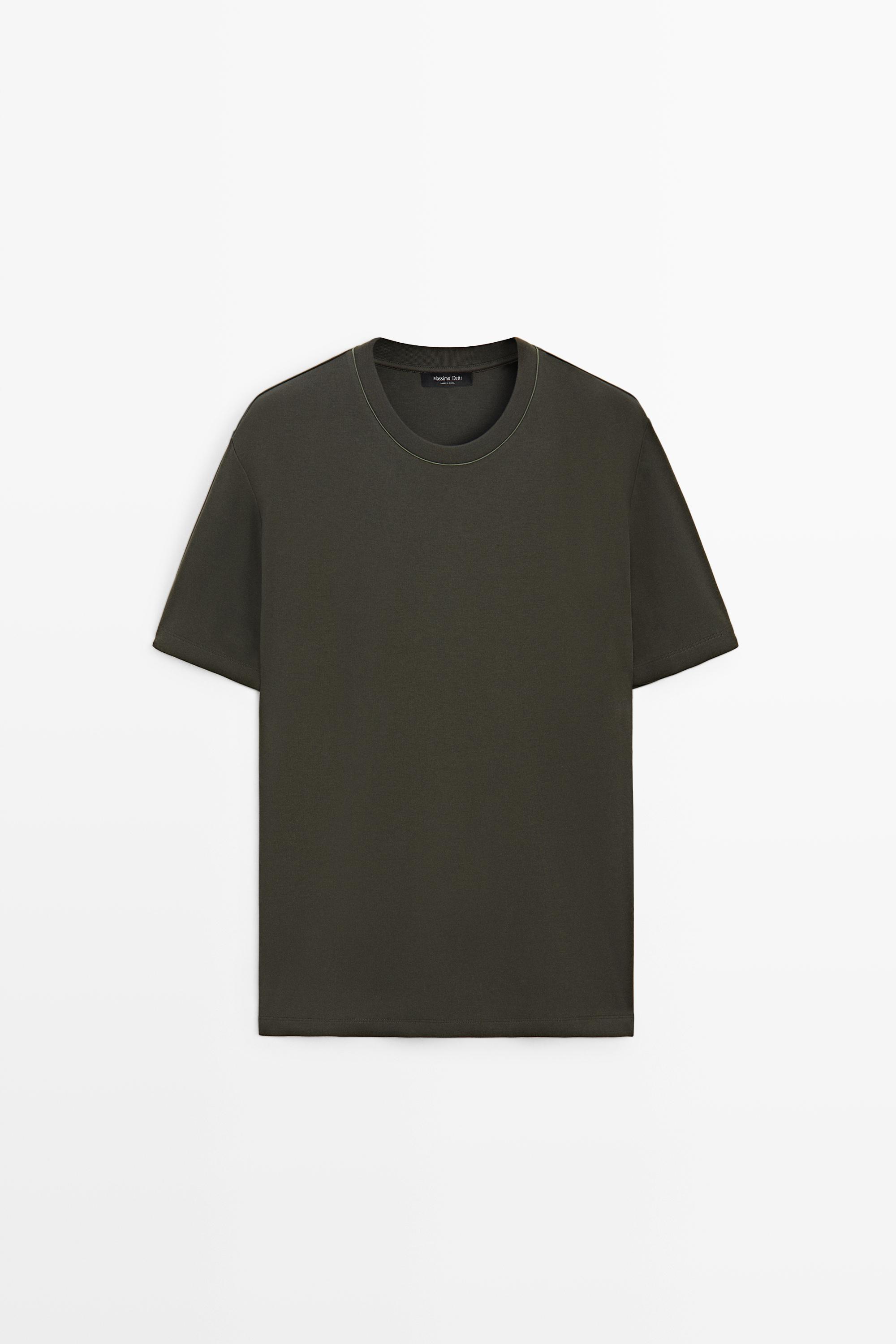 Contrast neck short sleeve T-shirt