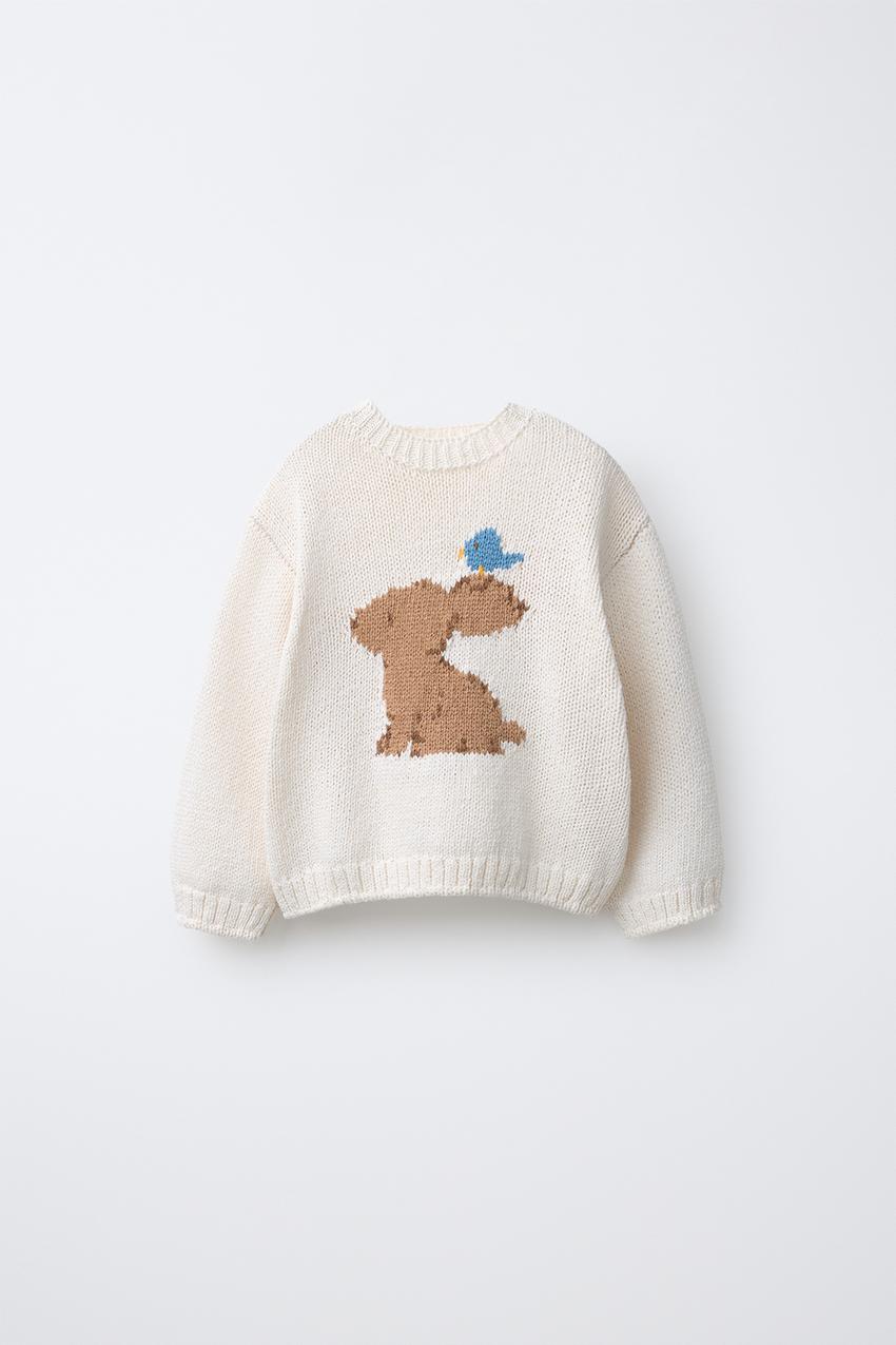Pull Zara Garçon Beige Imprimé Graphique - 2-3 Ans - Occasion Parfait état