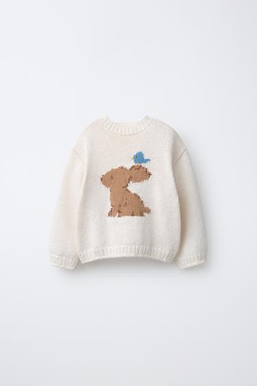 KNIT BUNNY JUMPER - Ecru by Zara