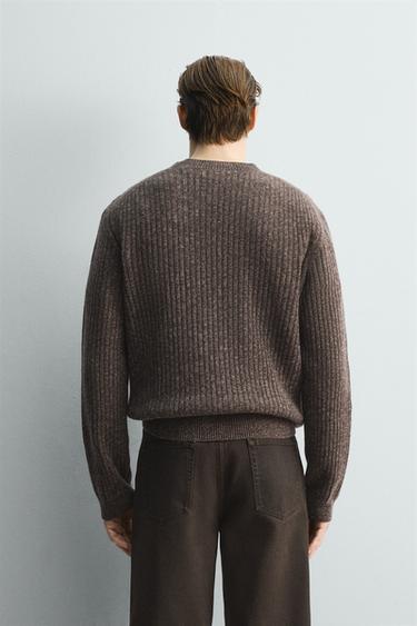 LIMITED EDITION RIBBED V-NECK JUMPER - Brown by Zara - Image 2