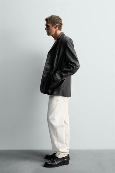 LEATHER BLAZER - Black by Zara - Image 3