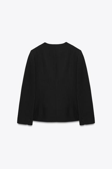 FITTED BLAZER WITH SHOULDER PADS - Black by Zara - Image 7