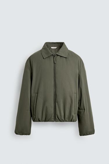 Zara BOXY FIT TEXTURED JACKET - Green
