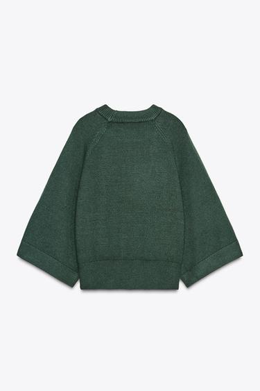 KNIT SWEATER WITH LOOSE-FIT SLEEVES - Dark green by Zara - Image 5