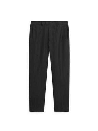 Zara Linen tailored fit barrel trousers - Black