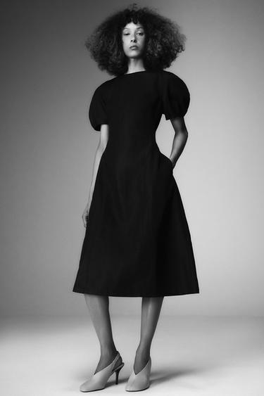 ZW COLLECTION LINEN BLEND MIDI DRESS - Black by Zara